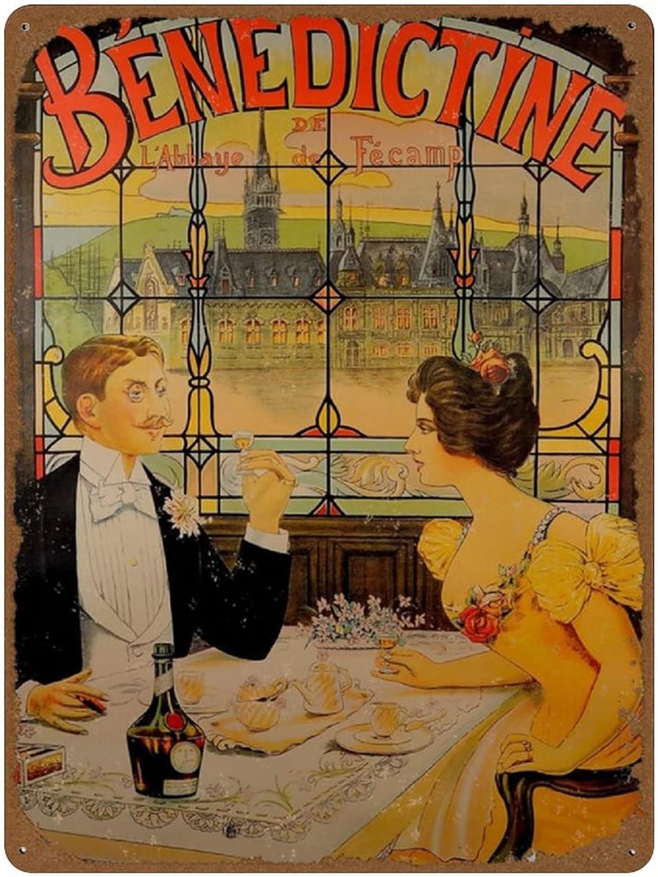 Wine Beer Spirit - Винтажный постер «Бенедиктинские пивоварни Франции 1890»:
