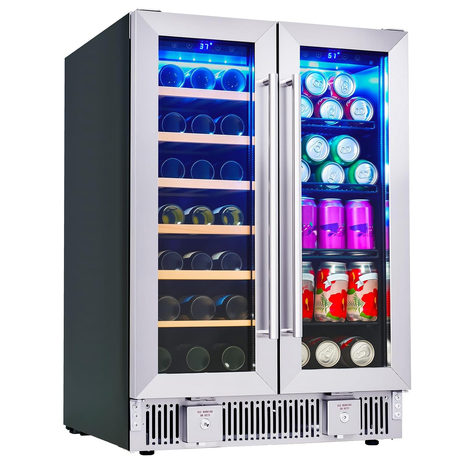 Wine Beer Fridge Dual Zone - Холодильник для напитков, 24-дюймовый двухзонный холодильник