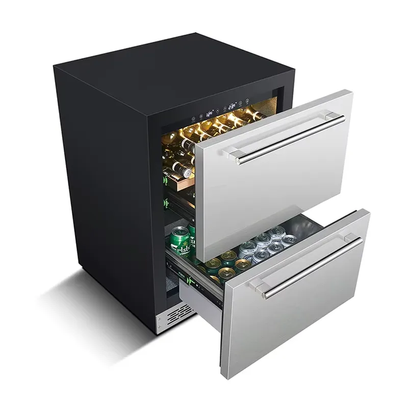 Wine Beer Fridge Dual Zone - Черный прочный встраиваемый холодильник из нержавеющей